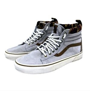 Vans Sk8-hi Scotchgard Gray Suede Aztec Print Knit Lined Unisex Shoes Size8.5/10